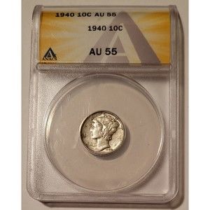 1940 Mercury Dime AU55 ANACS